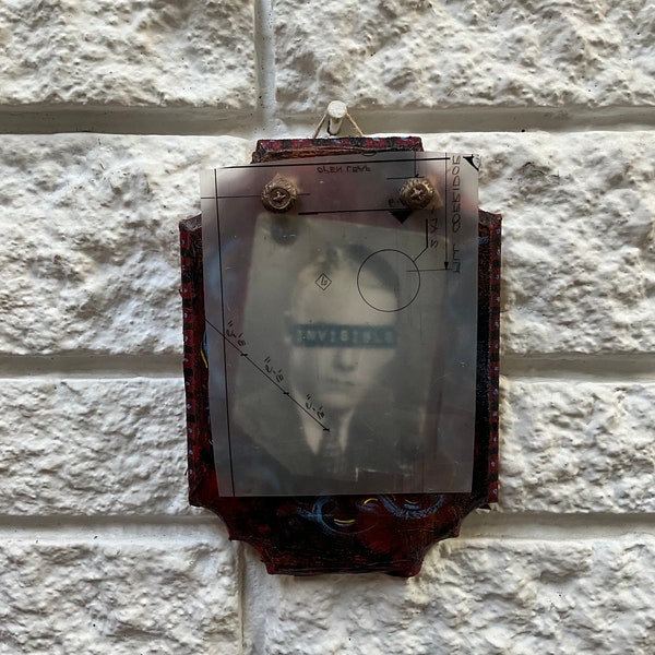 Altered Photo Shrine - Found Object Portrait - Collage Mixed Media - Hand Painted - OOAK Assemblage - Handmade art - Strange Portrait