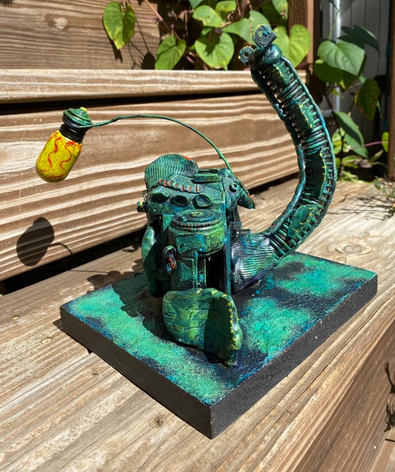 Found Object Robot Angler Fish Upcycled Camera Decor Junk Art