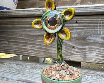 Eyebloom Sculpture | Handmade Gothic Botanical Art | Fantasy Eyeball Flower Decor