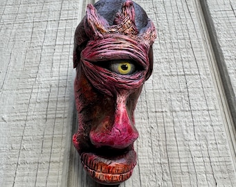 Bramblecrown Cyclops Tree Spirit, Handmade Forest Creature Sculpture - Oddities Art and Dark Fantasy Decor - Woodland Cryptid