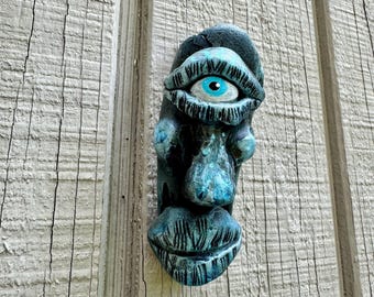Sable the Far-Seer – Handmade Tree Spirit Sculpture | Cyclops Forest Oracle | Fantasy Oddities Wall Art
