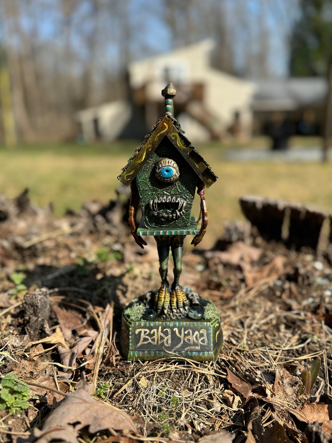 Quirky Baba Yaga House Handcrafted Folklore Art Unique Bog Witch Coven Decor upcycled Trophy ...