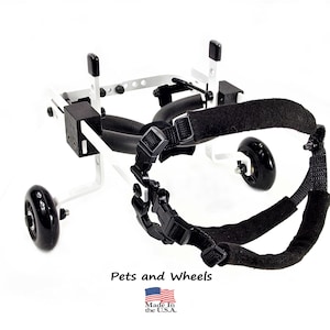 Dog Wheelchair by &quot;Pets and Wheels&quot; - Fits XXS/XS Size Dog - Color White - 5-15 Lbs - Made In USA