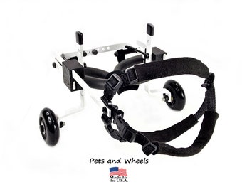 Dog Wheelchair by "Pets and Wheels" - Fits XXS/XS Size Dog - Color White - 5-15 Lbs - Made In USA