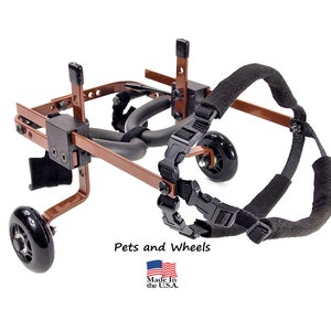 Dog Wheelchair by &quot;Pets and Wheels&quot; - Fits XXS/XS Size Dog - Color Brown - 5-15 Lbs - Made In USA