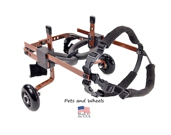 Dog Wheelchair by "Pets and Wheels" - Fits XXS/XS Size Dog - Color Brown - 5-15 Lbs - Made In USA