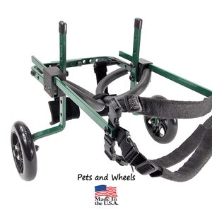 Dog Wheelchair by &quot;Pets and Wheels&quot; - Fits XS/S Size Dog - Color Green - 12-25 Lbs - Made In USA