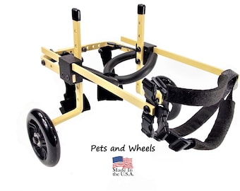 Dog Wheelchair by "Pets and Wheels" - Fits XS/S Size Dog - Color Tan - 12-25 Lbs - Made In USA