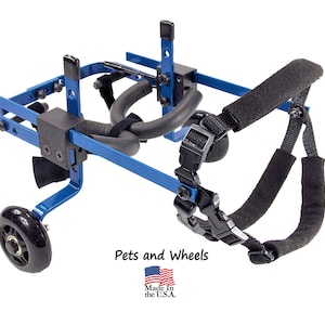 Dog Wheelchair by &quot;Pets and Wheels&quot; - Fits XXS/XS Size Dog - Color Blue - 5-15 Lbs - Made In USA