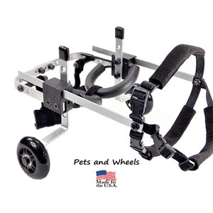 Dog Wheelchair by &quot;Pets and Wheels&quot; - Fits XXS/XS Size Dog - Color Silver - 5-15 Lbs - Made In USA