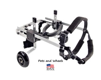 Dog Wheelchair by "Pets and Wheels" - Fits XXS/XS Size Dog - Color Silver - 5-15 Lbs - Made In USA