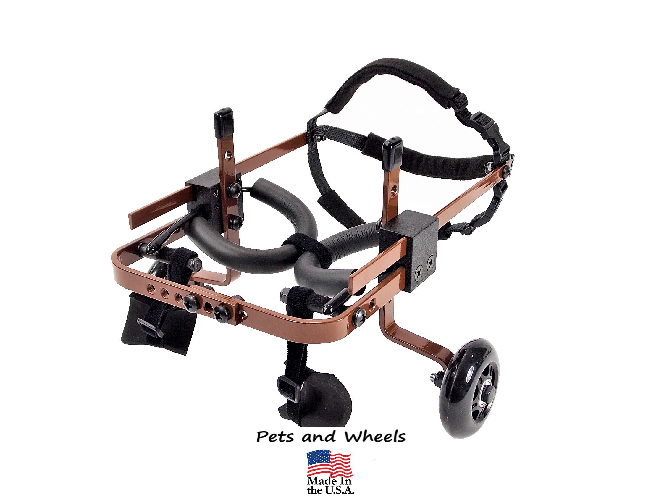 Dog Wheelchair by pets and Wheels Fits XXS/XS Size Dog Color Brown 515