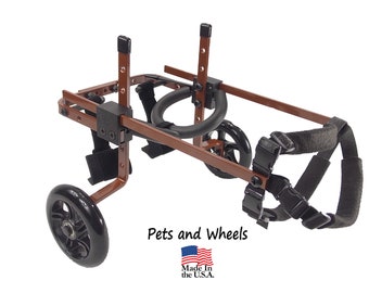Dog Wheelchair by "Pets and Wheels" - Fits XS/S Size Dog - Color Brown - 12-25 Lbs - Made In USA