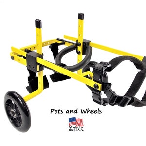 Dog Wheelchair by &quot;Pets and Wheels&quot; - Fits XS/S Size Dog - Color Yellow - 12-25 Lbs - Made In USA