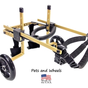 Dog Wheelchair by &quot;Pets and Wheels&quot; - Fits S/M Size Dog - Color Gold - 20-45 Lbs - Made In USA