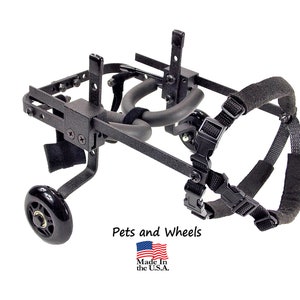 Dog Wheelchair by &quot;Pets and Wheels&quot; - Fits XXS/XS Size Dog - Color Textured Black - 5-15 Lbs - Made In USA