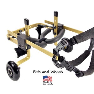 Dog Wheelchair by &quot;Pets and Wheels&quot; - Fits XXS/XS Size Dog - Color Gold - 5-15 Lbs - Made In USA