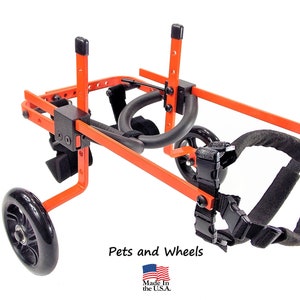 Dog Wheelchair by &quot;Pets and Wheels&quot; - Fits XS/S Size Dog - Color Orange - 12-25 Lbs - Made In USA