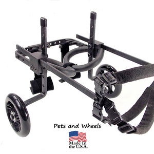 Dog Wheelchair by &quot;Pets and Wheels&quot; - Fits XS/S Size Dog - Color Textured Black - 12-25 Lbs - Made In USA