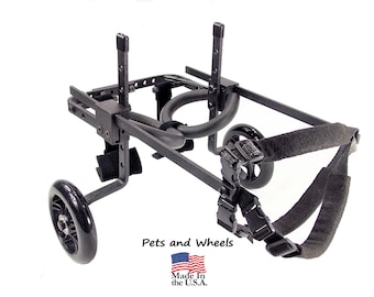 Dog Wheelchair by "Pets and Wheels" - Fits XS/S Size Dog - Color Textured Black - 12-25 Lbs - Made In USA