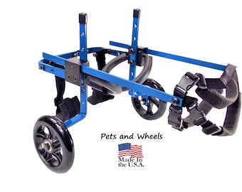 Dog Wheelchair by "Pets and Wheels" - Fits XS/S Size Dog - Color Blue - 12-25 Lbs - Made In USA