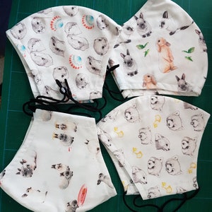 Little Bunnies Print Three Layer Mask With Pocket One Size, Adults zdjęcie 6