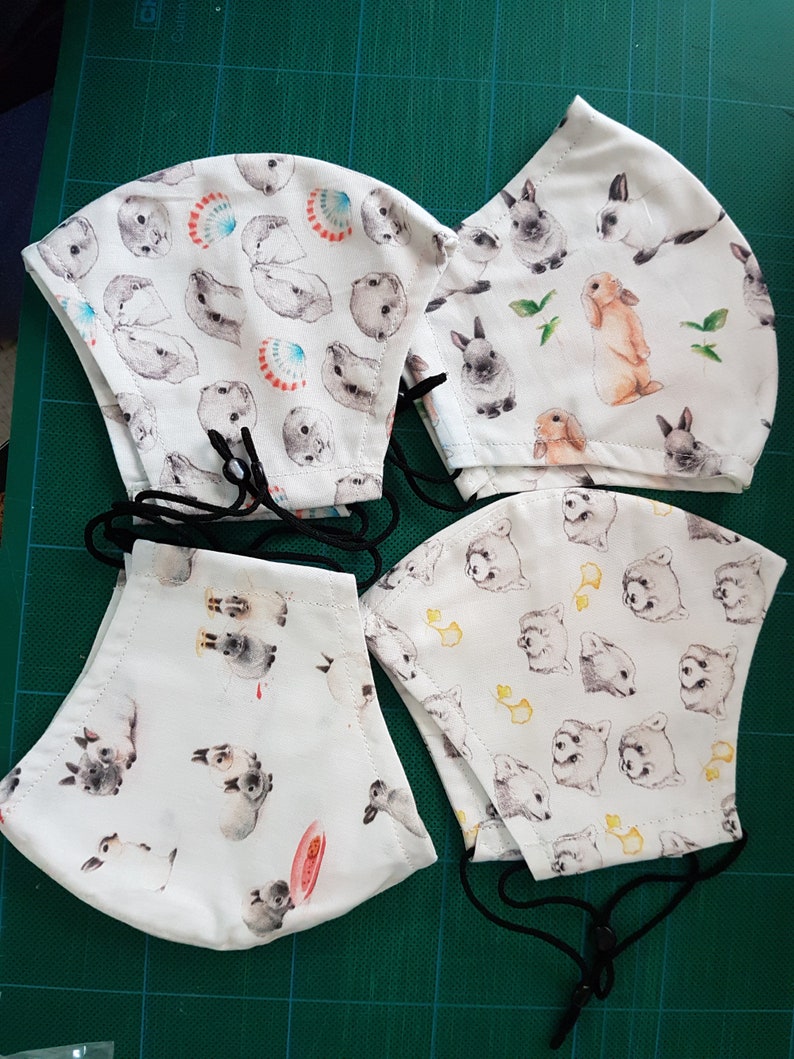 Little Bunnies Print Three Layer Mask With Pocket Taille unique, Adultes image 6