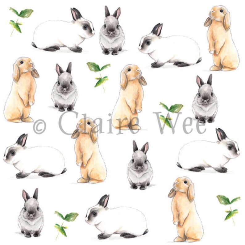 Bunnies & Friends Fabric Print Fat Quarter image 1