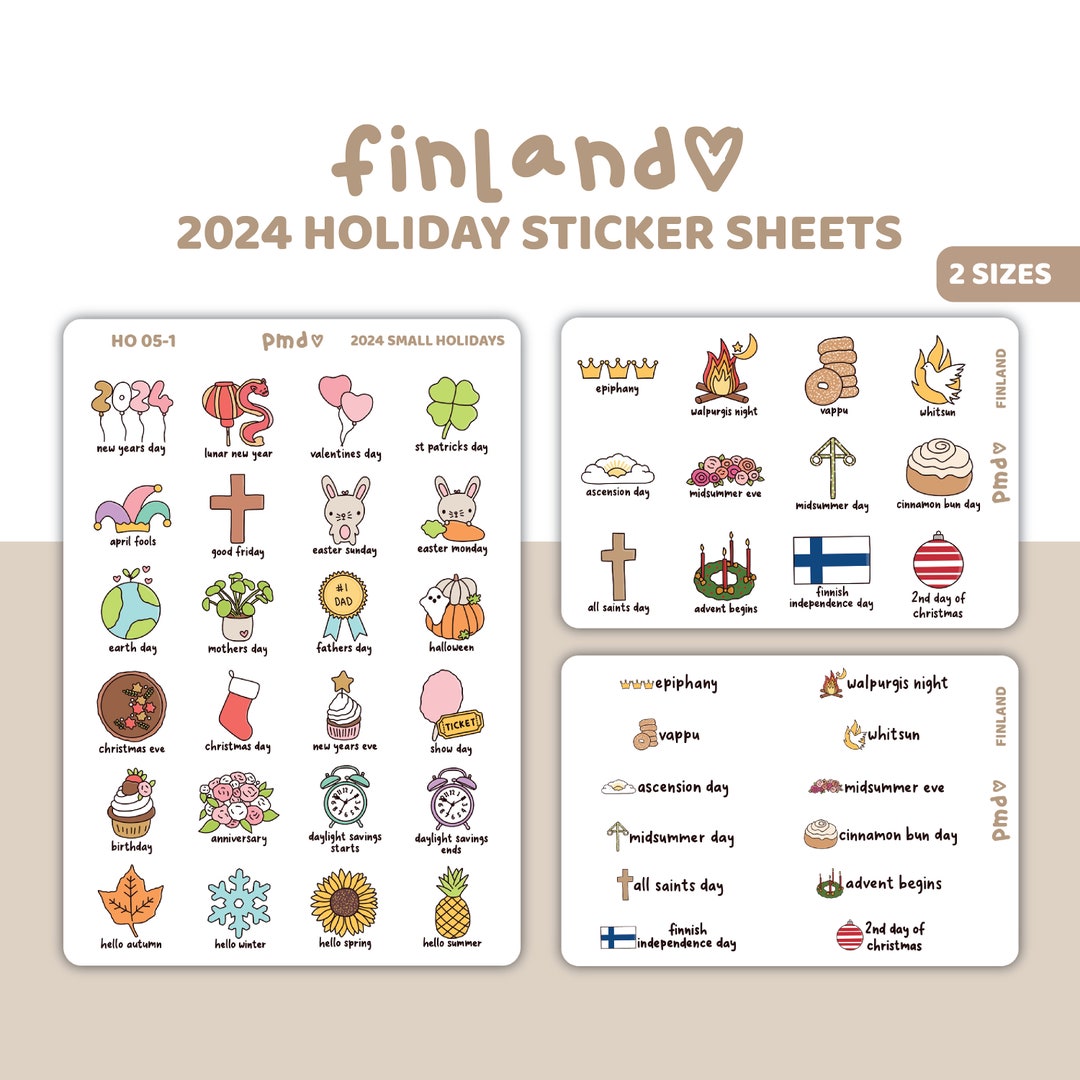 2024 Finland Holiday Stickers Planner Stickers HO05FIN Etsy Finland