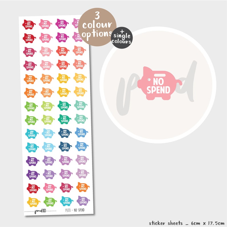 No Spend Piggy Bank Stickers Planner Stickers FS11 | Etsy