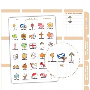 Pegatinas de vacaciones del Reino Unido / Pegatinas para planificador de vacaciones / H07