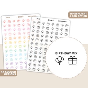 Birthday Mix Icon Stickers Planner Stickers DI03 image 1