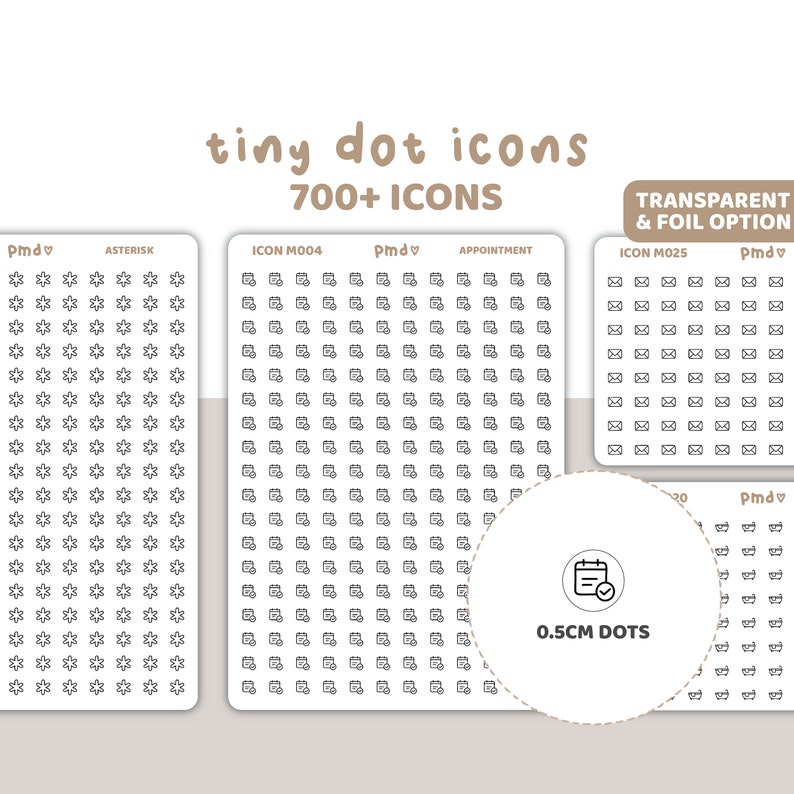 Tiny Dot Icon Stickers 700 Icons Planner Stickers ICON M000 image 1