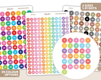 Date (1-31) Dot Stickers | Planner Stickers | S11