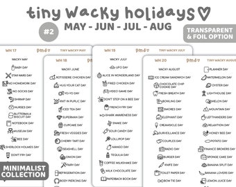 Tiny Wacky Holiday Stickers #2 | May, June, July & August Stickers | Minimalist Planner Stickers | WH17-20(4)