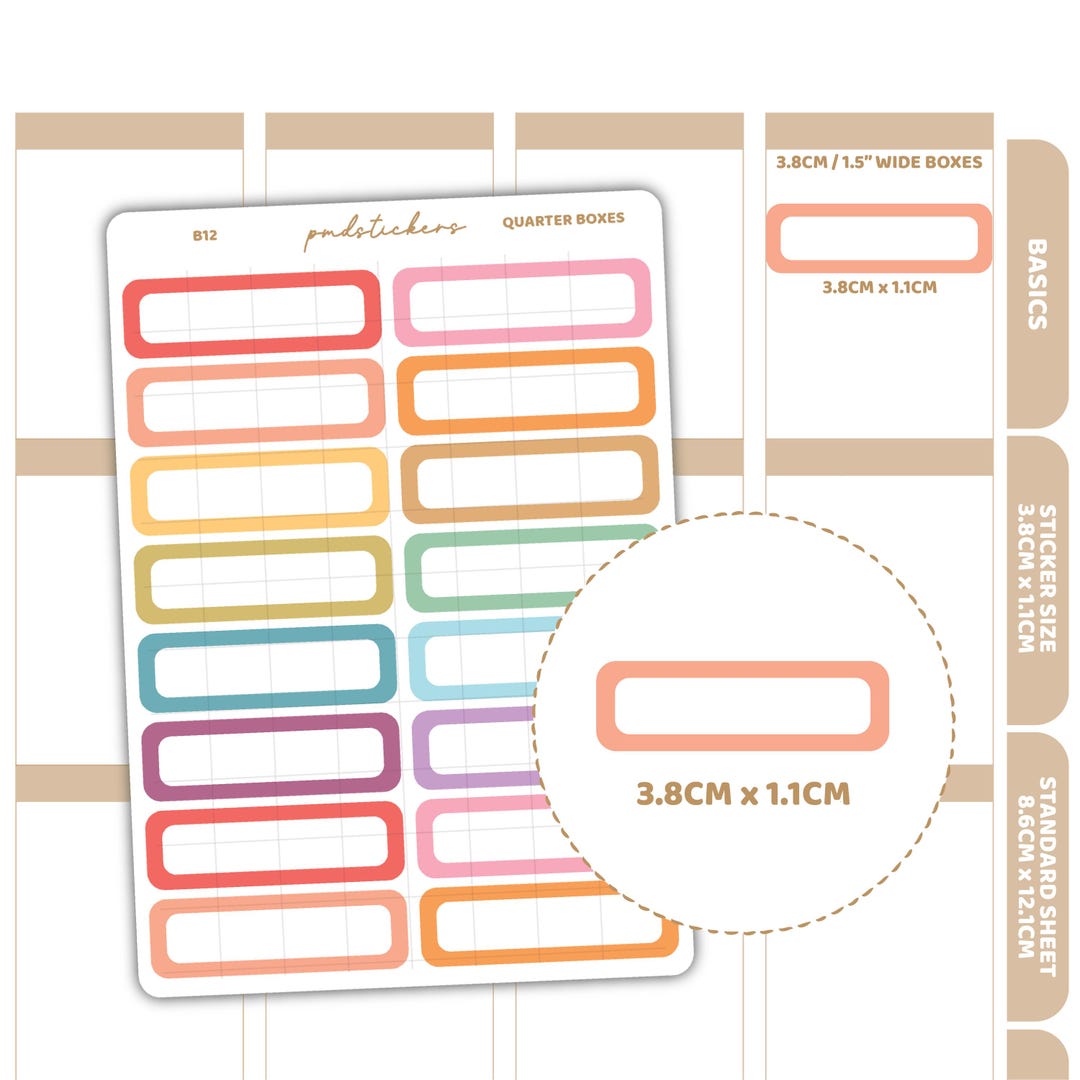 Quarter Box Stickers | Basic Planner Stickers | B12 - Etsy