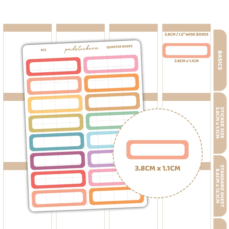 Quarter Box Stickers | Basic Planner Stickers | B12 - Etsy