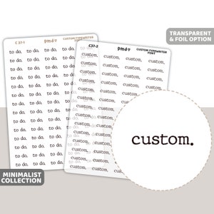 Custom Typewriter Font Word Stickers | Minimalist Planner Stickers | C37