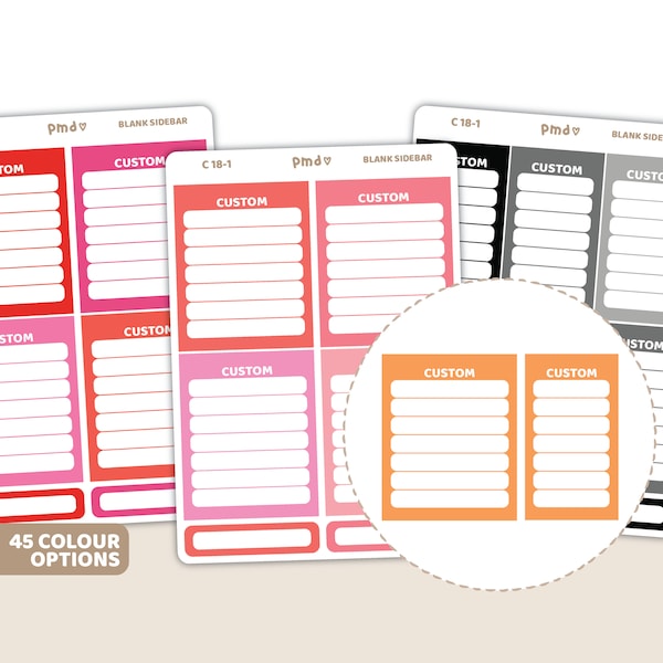 Custom Blank Sidebar Box Stickers | Planner Stickers | C18