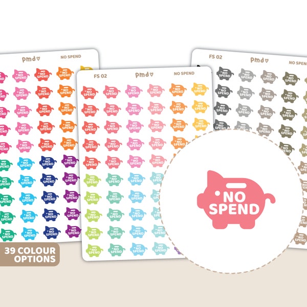 No Spend Piggy Bank Stickers | Planner Stickers | FS02