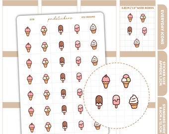 Ice Cream Everyday Icon Stickers | Planner Stickers | EI18