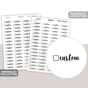 Custom Checkbox Tiny Script Word Stickers | Planner Stickers | C22