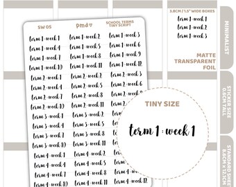 School Terms Tiny Script Word Stickers | Planner Stickers | SW05