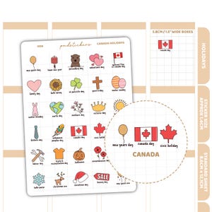 Autocollants des Fêtes du Canada | Stickers pour agenda des Fêtes | H06