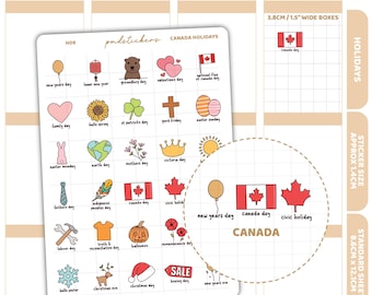 Canada Holiday Stickers | Holiday Planner Stickers | H06