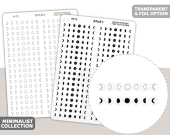 Moon Phases Tiny Dot Icon Stickers | Minimalist Planner Stickers | M13