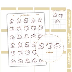 Pegatinas para niños / Pegatinas para planificador de personajes Eche / E16