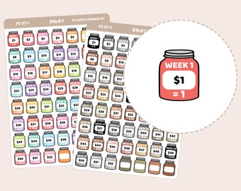 52 Week Savings Challenge Stickers | Planner Stickers | FS07