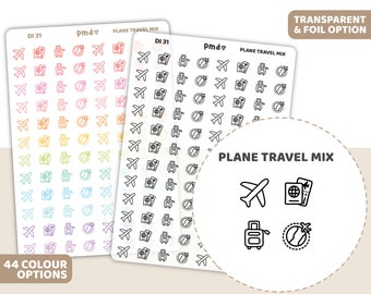 Plane Travel Mix Icon Stickers | Planner Stickers | DI31