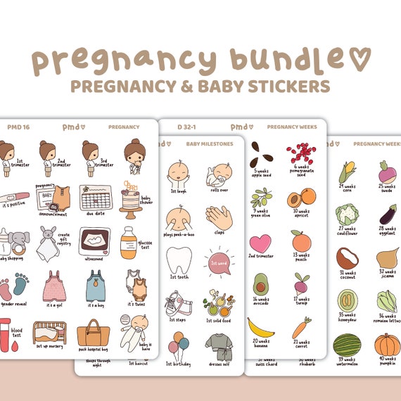 Pregnancy Sticker Bundle | 4 Sheets | Planner Stickers | BU01 (4)
